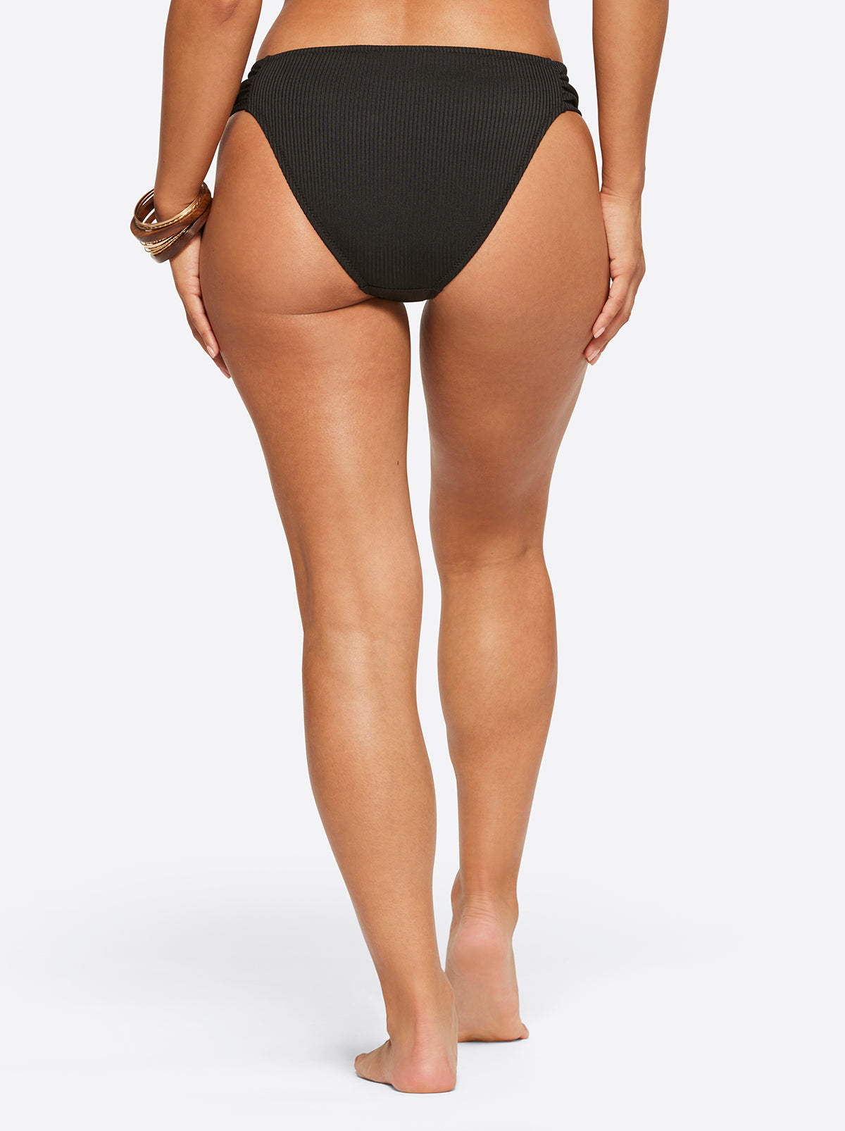 Textured Solids Side Shirred Hipster - Black
