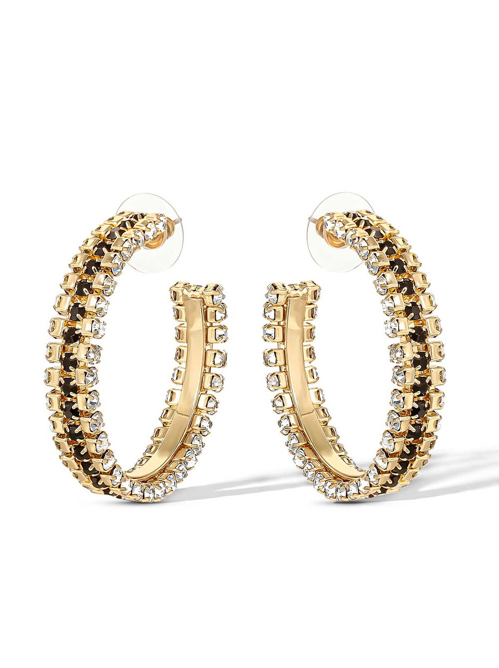 Black And White Crystal Hoop Earrings