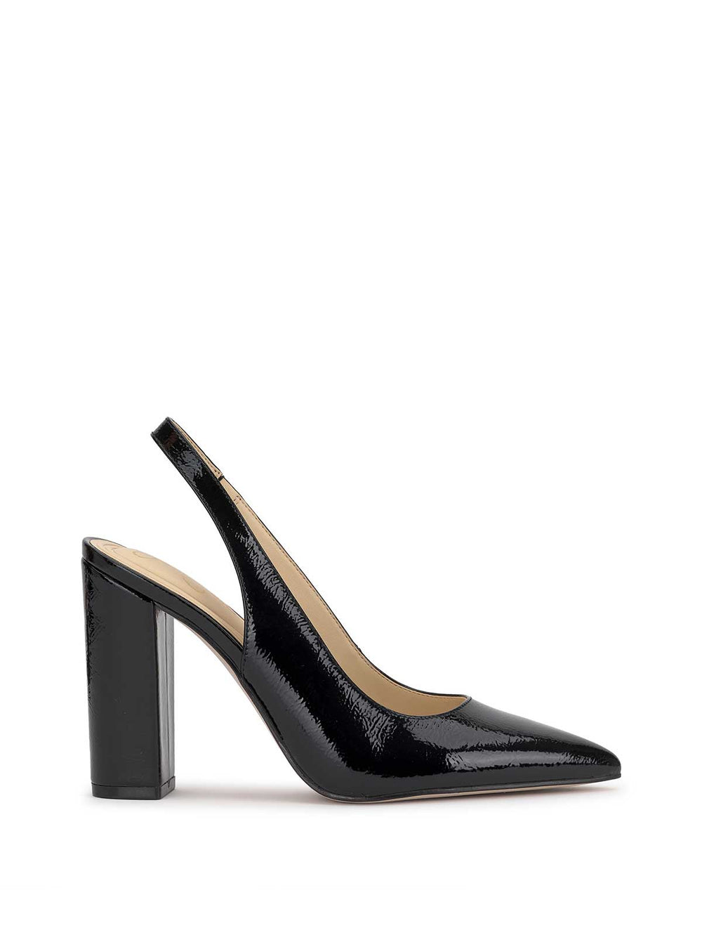 Noula Slingback Pointed Toe Pump - Black Patent