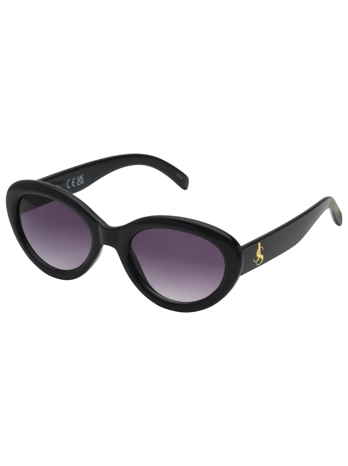 Round Cat Eye Sunglasses - Black