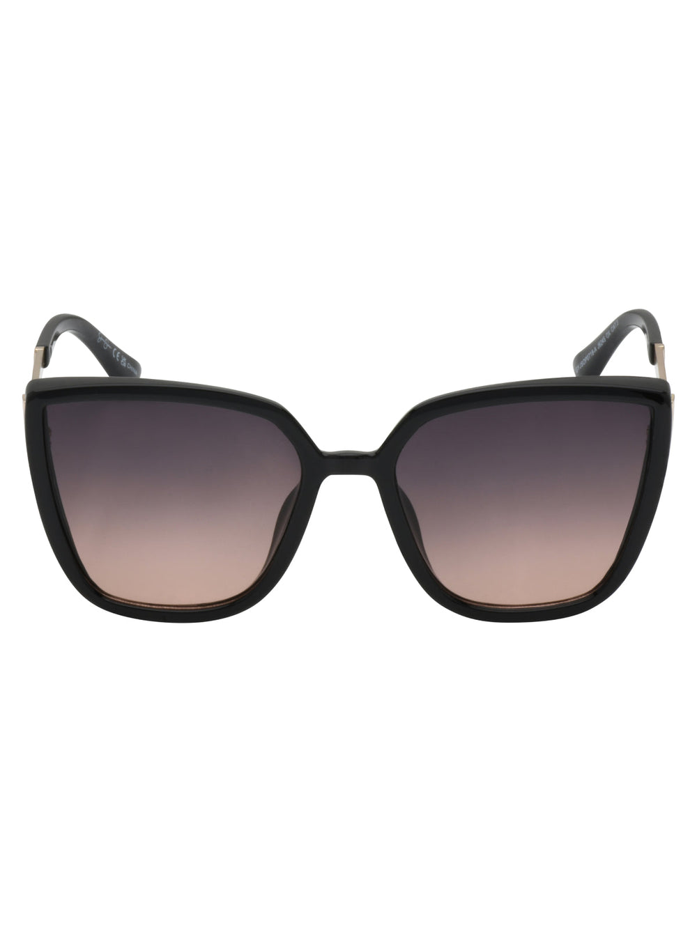 Cat Eye Sunglasses with Metal Temple - Black