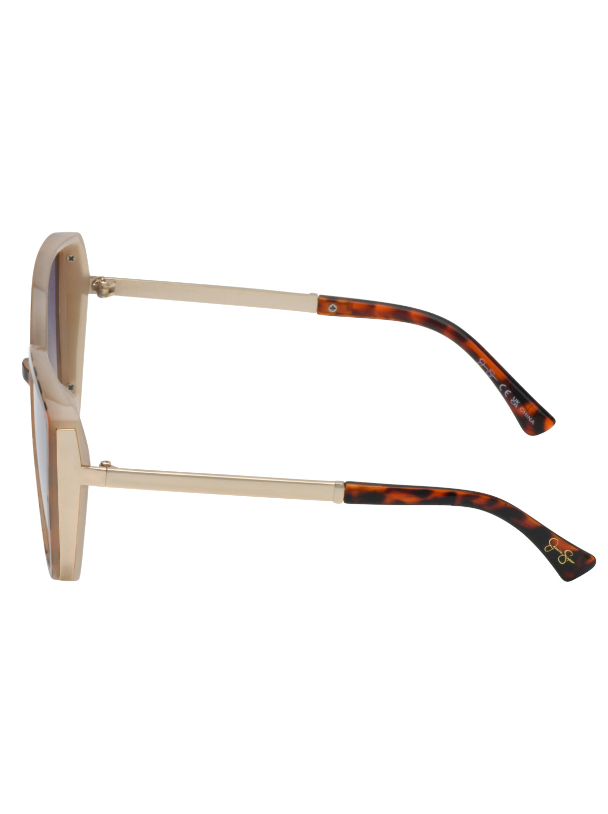 Cat Eye Sunglasses with Metal Temple - Tortoise