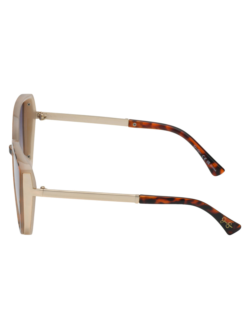 Cat Eye Sunglasses with Metal Temple - Tortoise