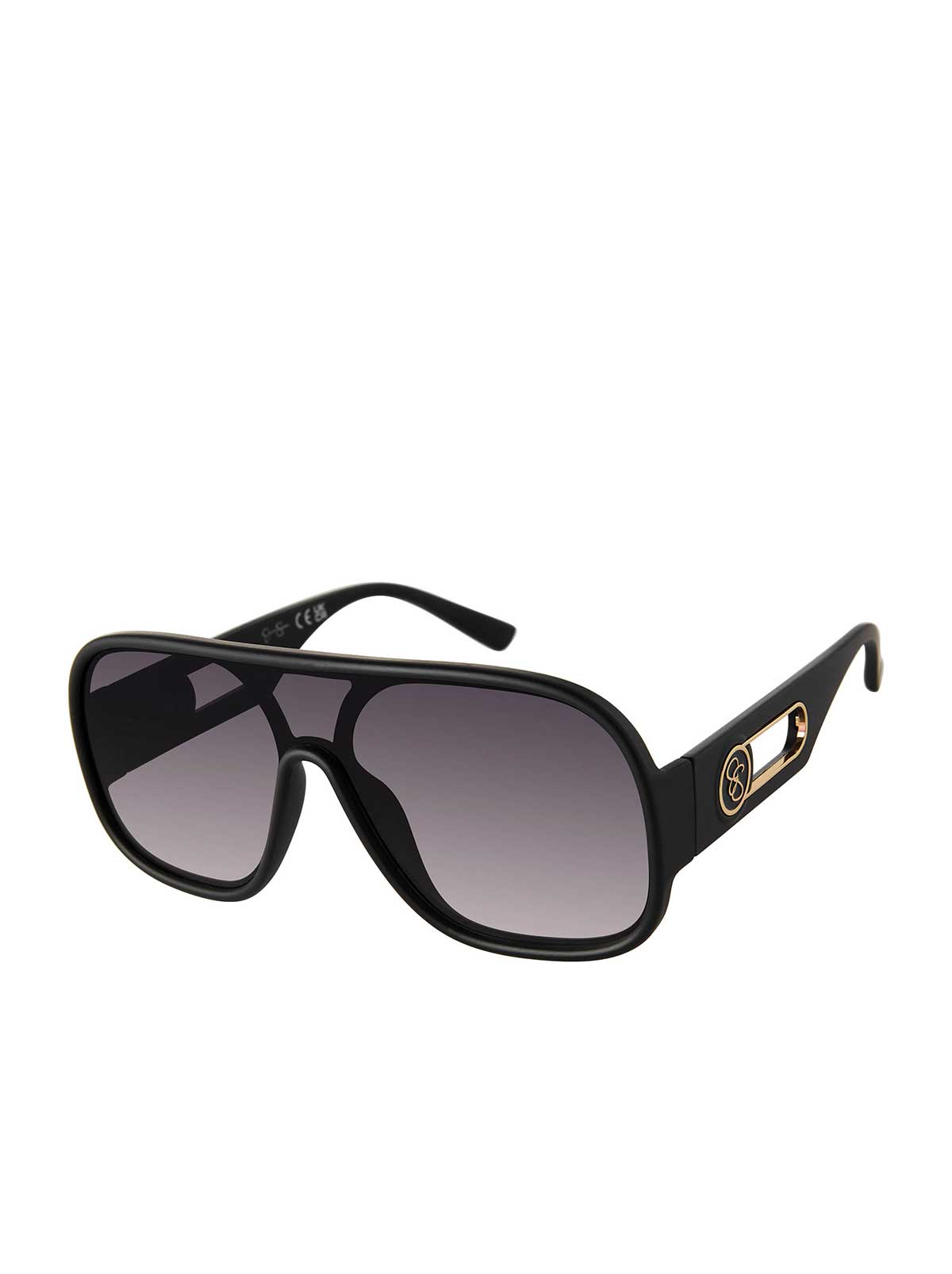 Modern Shield Aviator Sunglasses - Matte Black