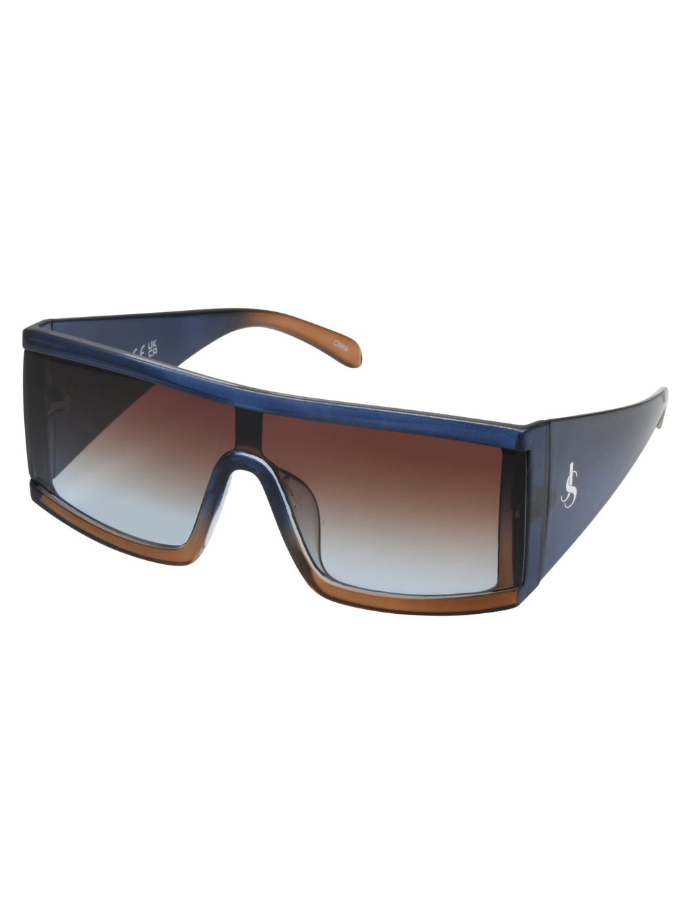 Modern Square Shield Sunglasses - Blue Fade
