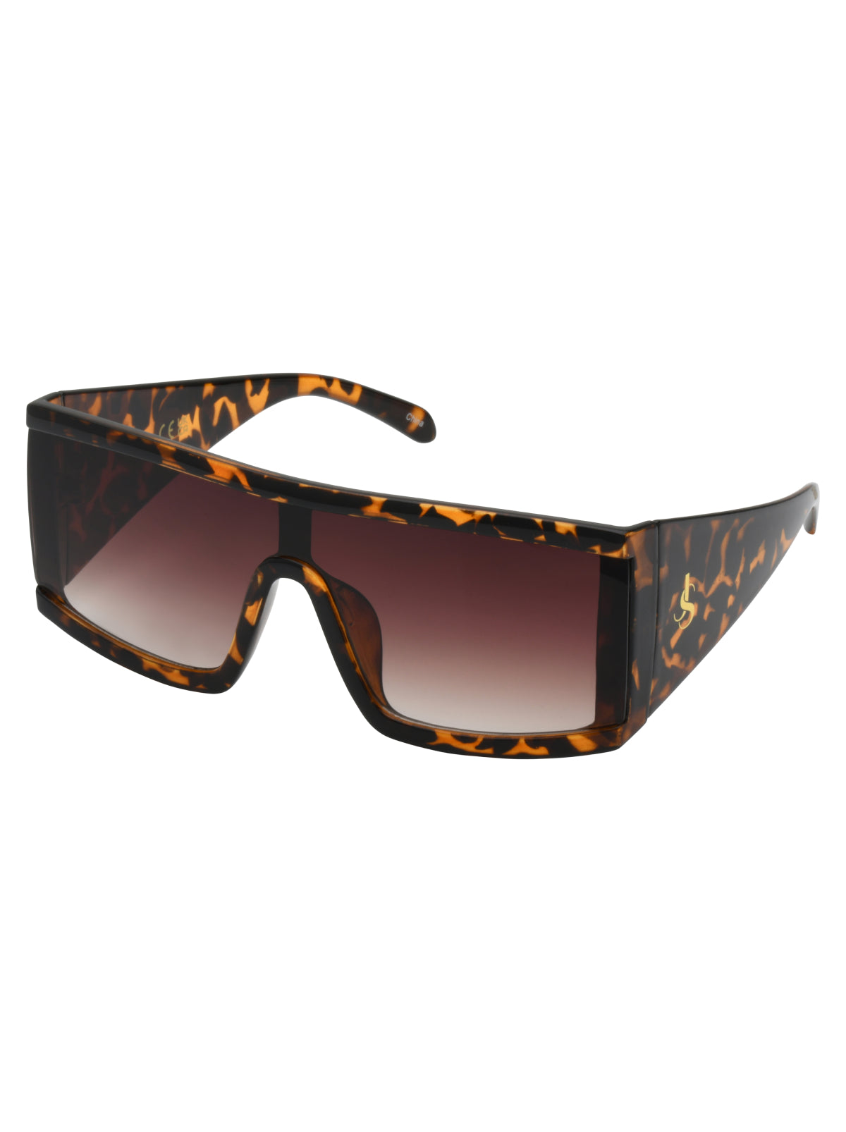 Modern Square Shield Sunglasses - Tortoise