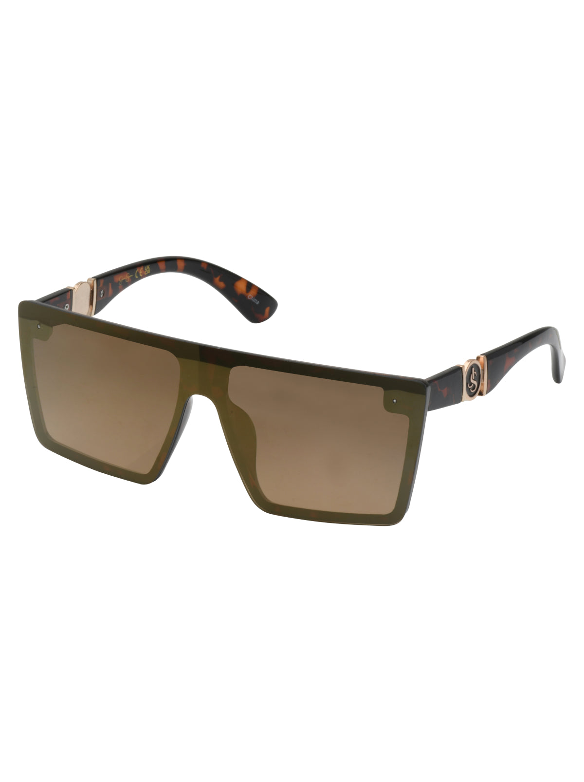 Oversized Square Shield Sunglasses - Tortoise