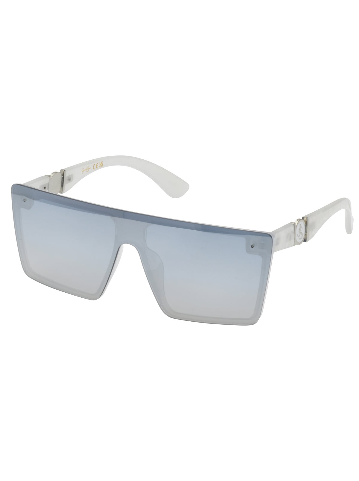 Oversized Square Shield Sunglasses - White Marble
