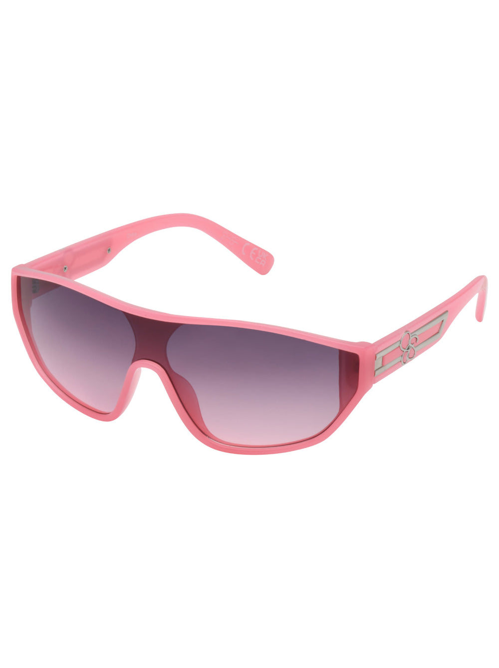 Wrap-Around Shield Sunglasses - Cream & Pink
