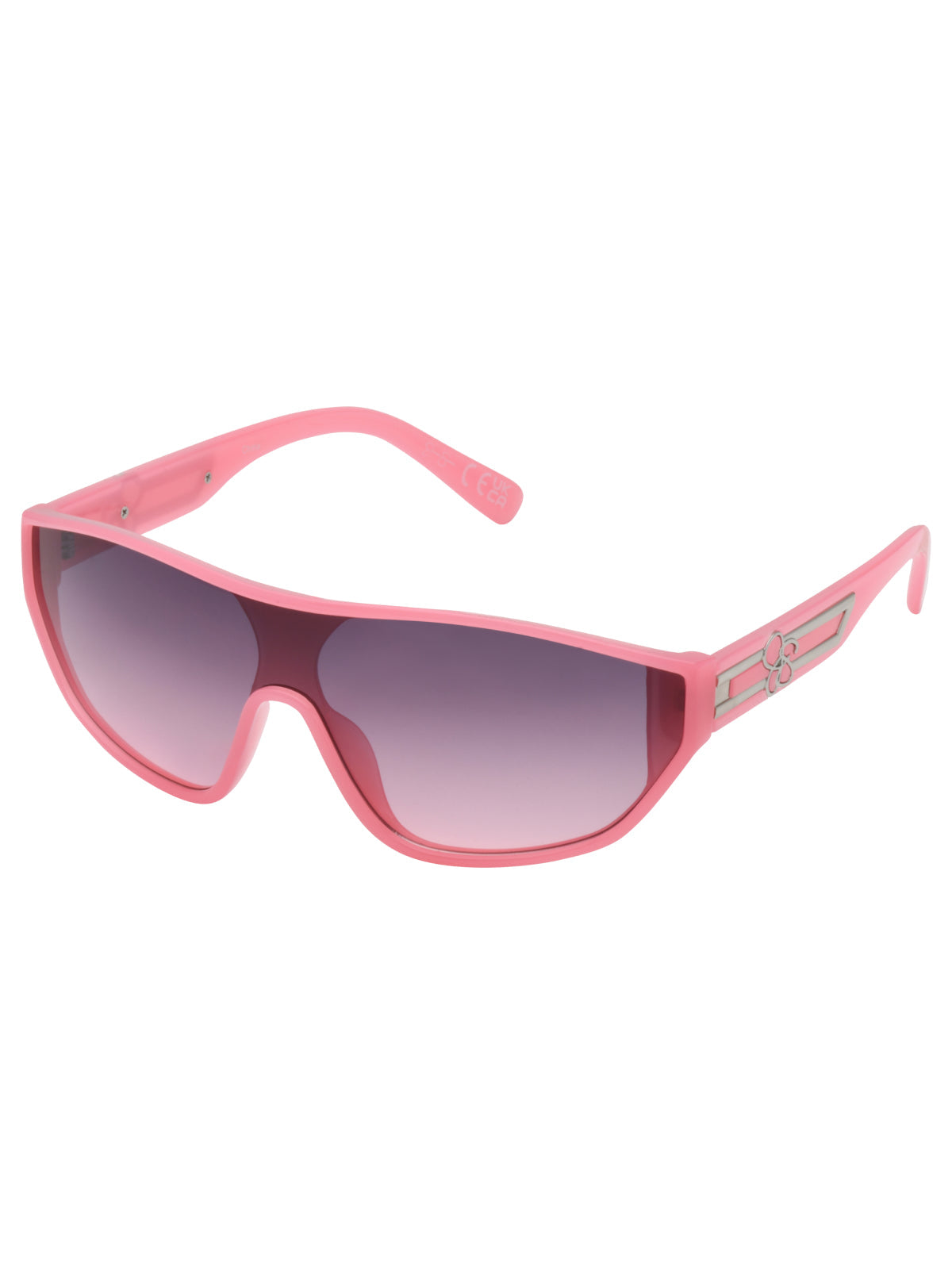 Wrap-Around Shield Sunglasses - Cream & Pink