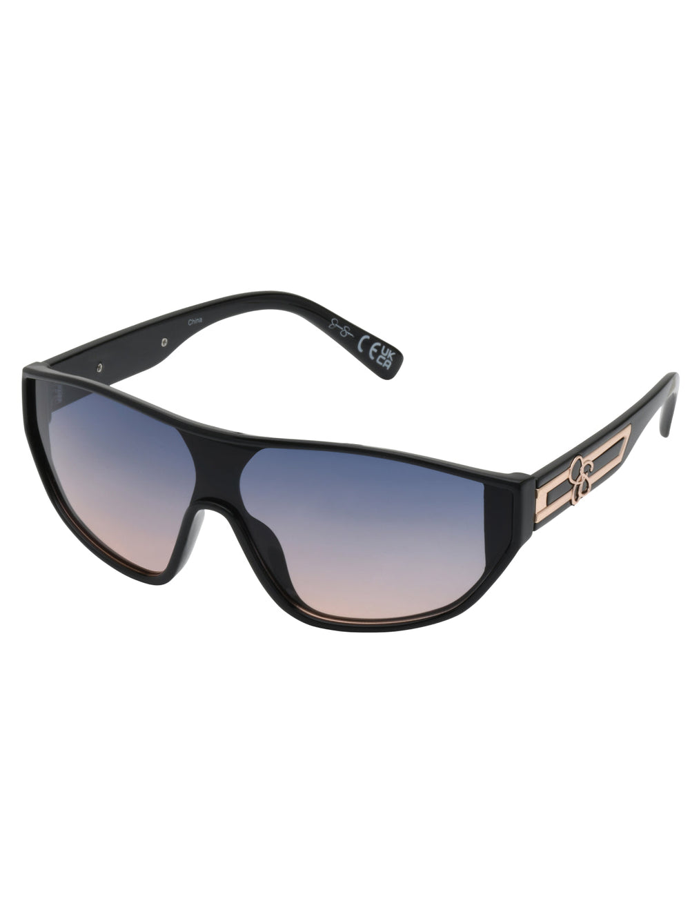 Wrap-Around Shield Sunglasses - Black
