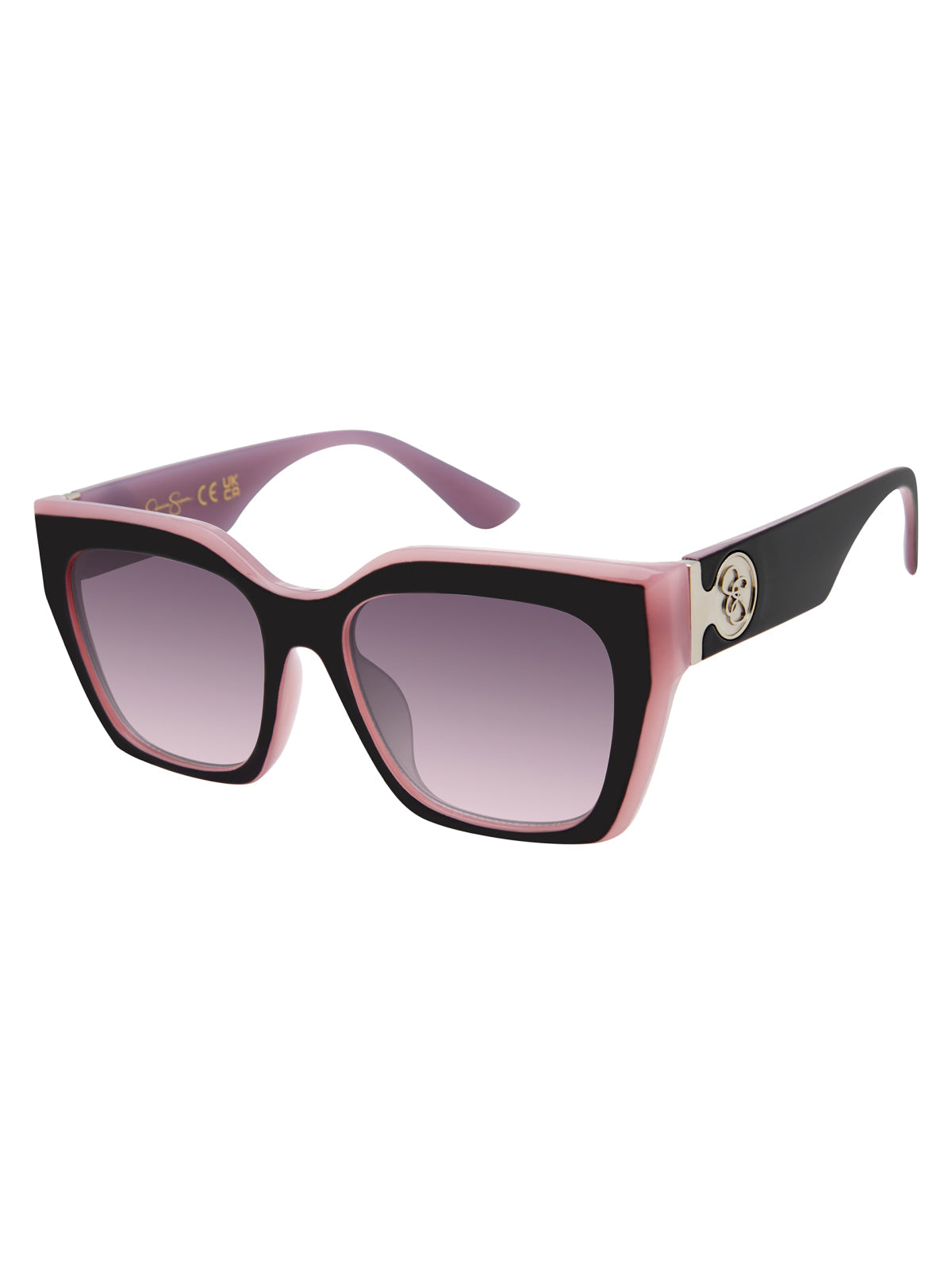 Retro Two Tone Cat Eye Sunglasses - Black & Mauve