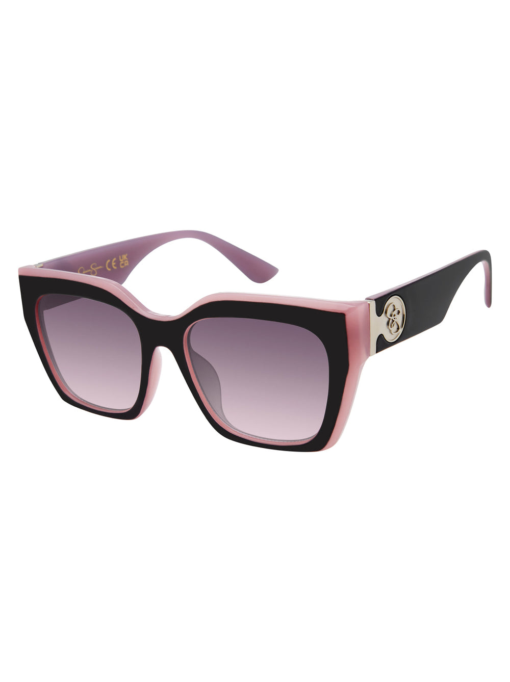 Retro Two Tone Cat Eye Sunglasses - Black & Mauve