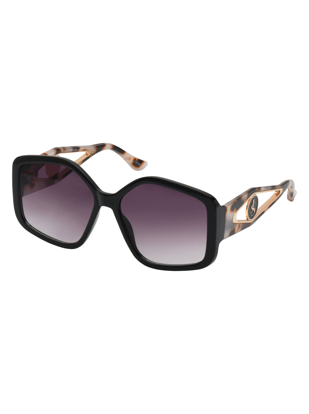 Oversized Geometric Sunglasses - Black & Tortoise