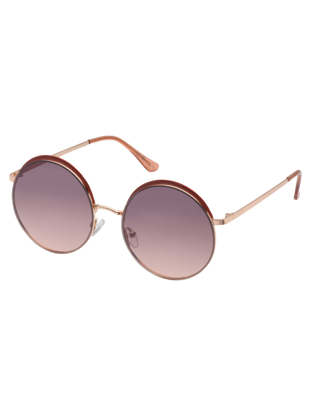 Vintage Round Metal Sunglasses - Rose Gold & Tan