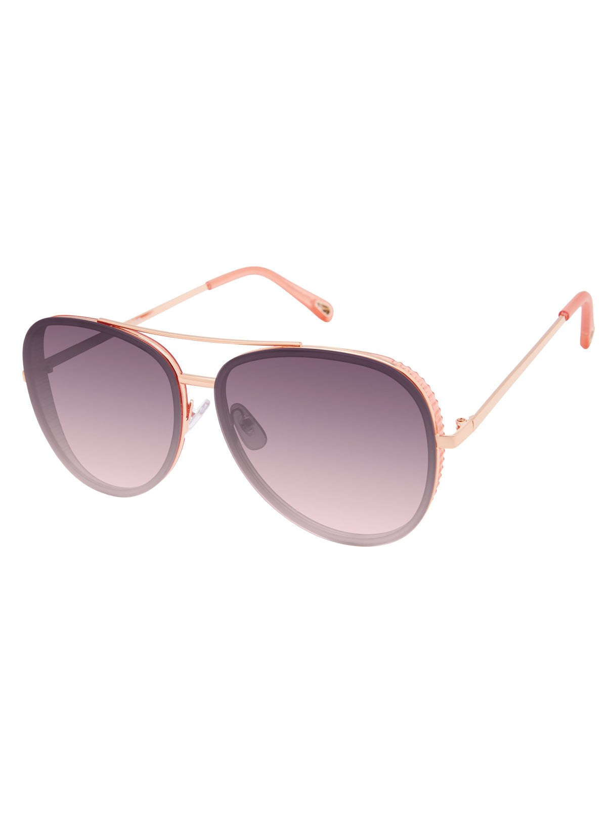 Glam Aviator Pilot Sunglasses - Rose Gold & Rose