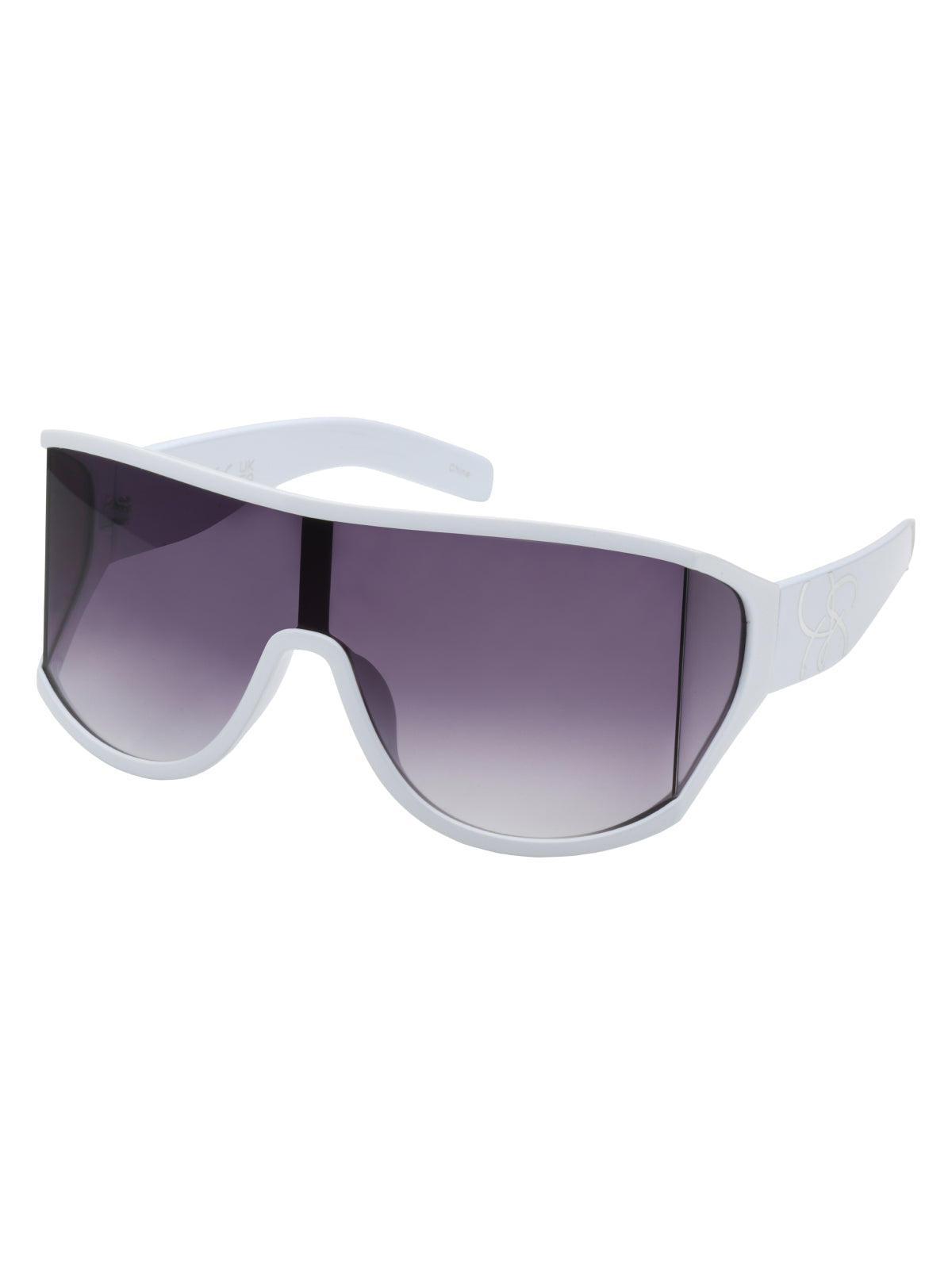 Oversized Square Wrap Shield Sunglasses - White