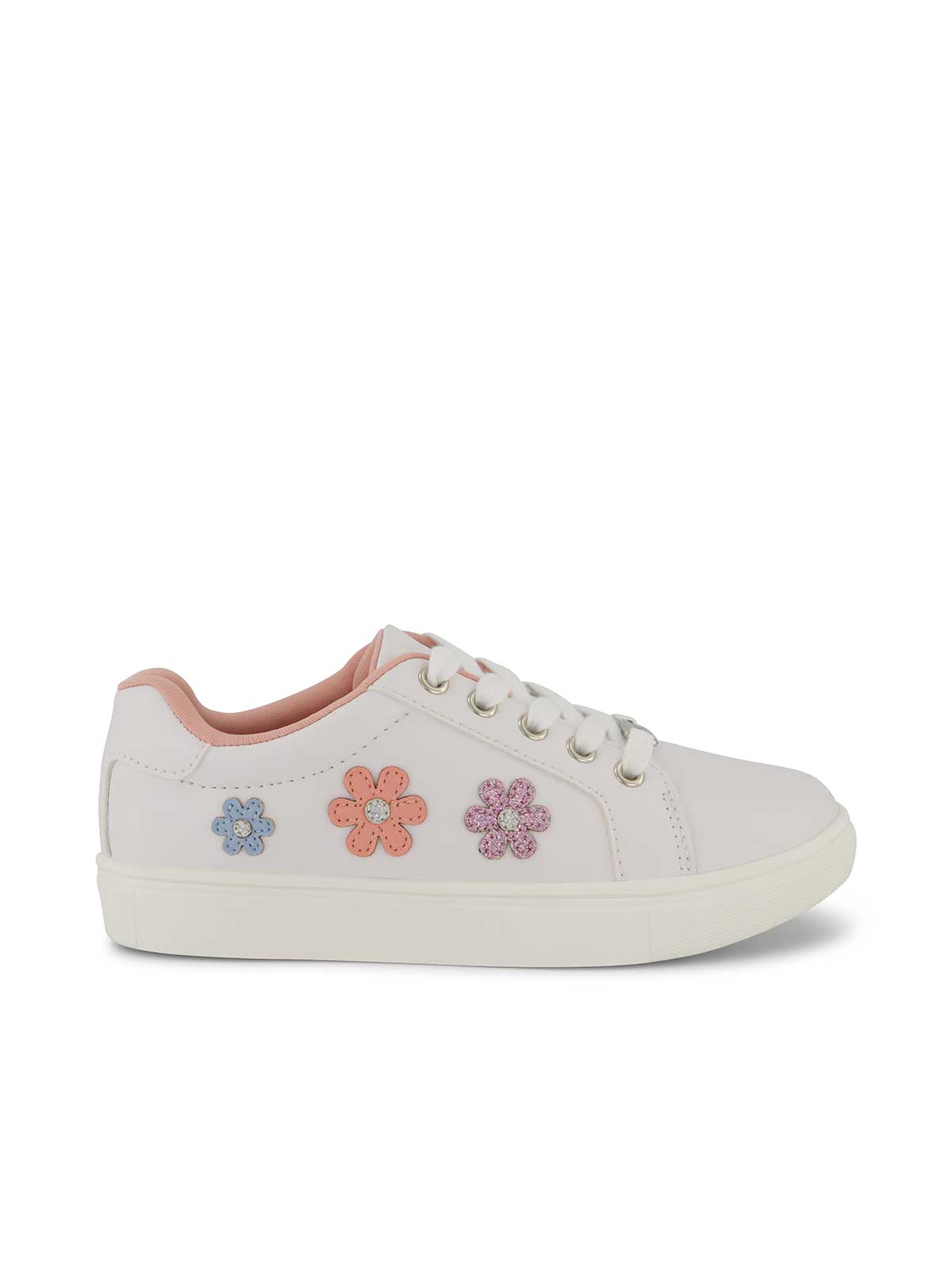 Girls' Gina Flower Low Sneakers - White