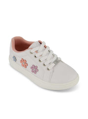 Girls' Gina Flower Low Sneakers - White