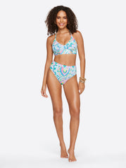 High Waist Bottom - Powder Blue Multi