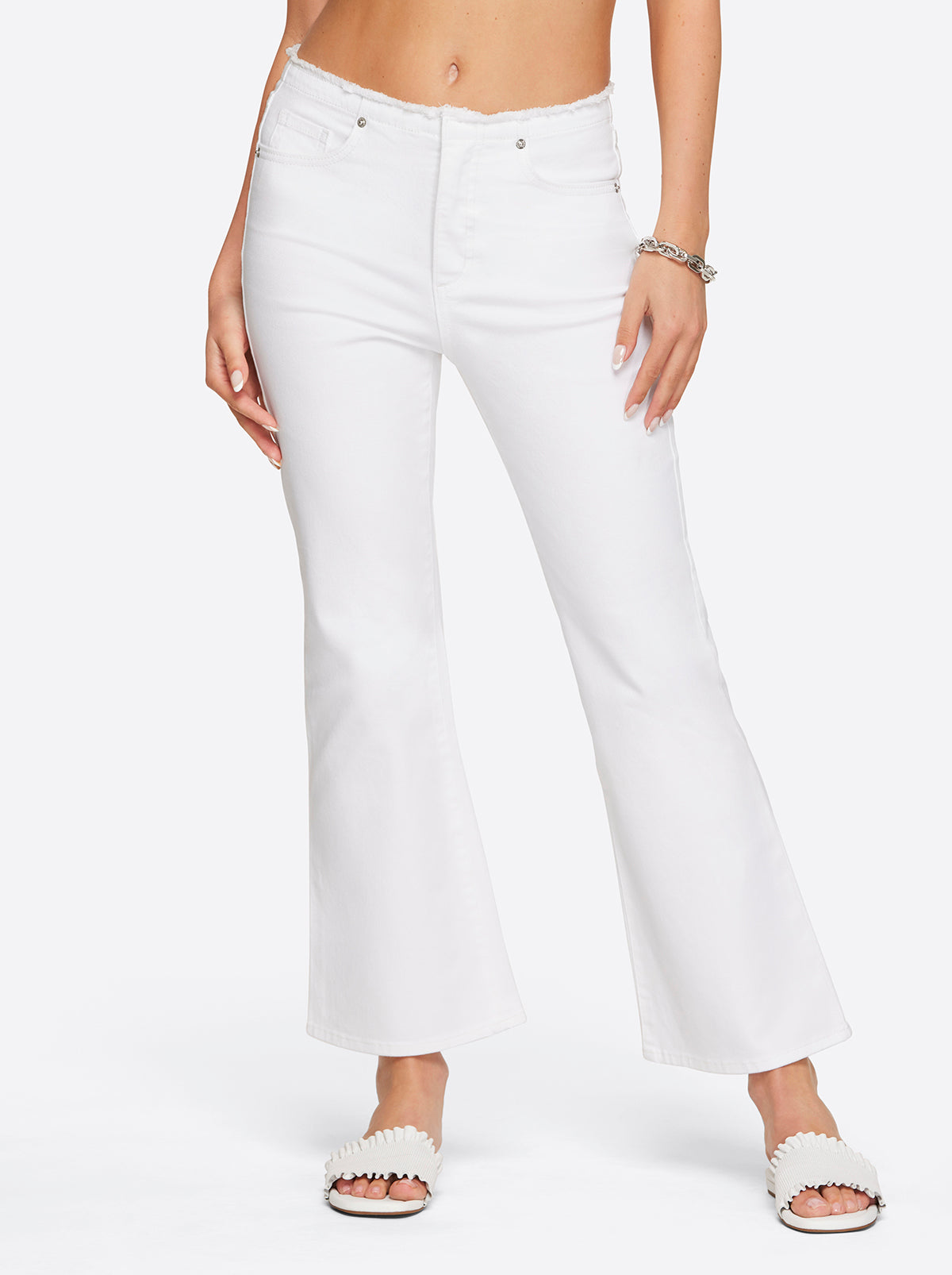 Love Song High Rise Crop Flare - White