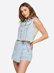 Sound Track Crop Denim Vest - Heavenly