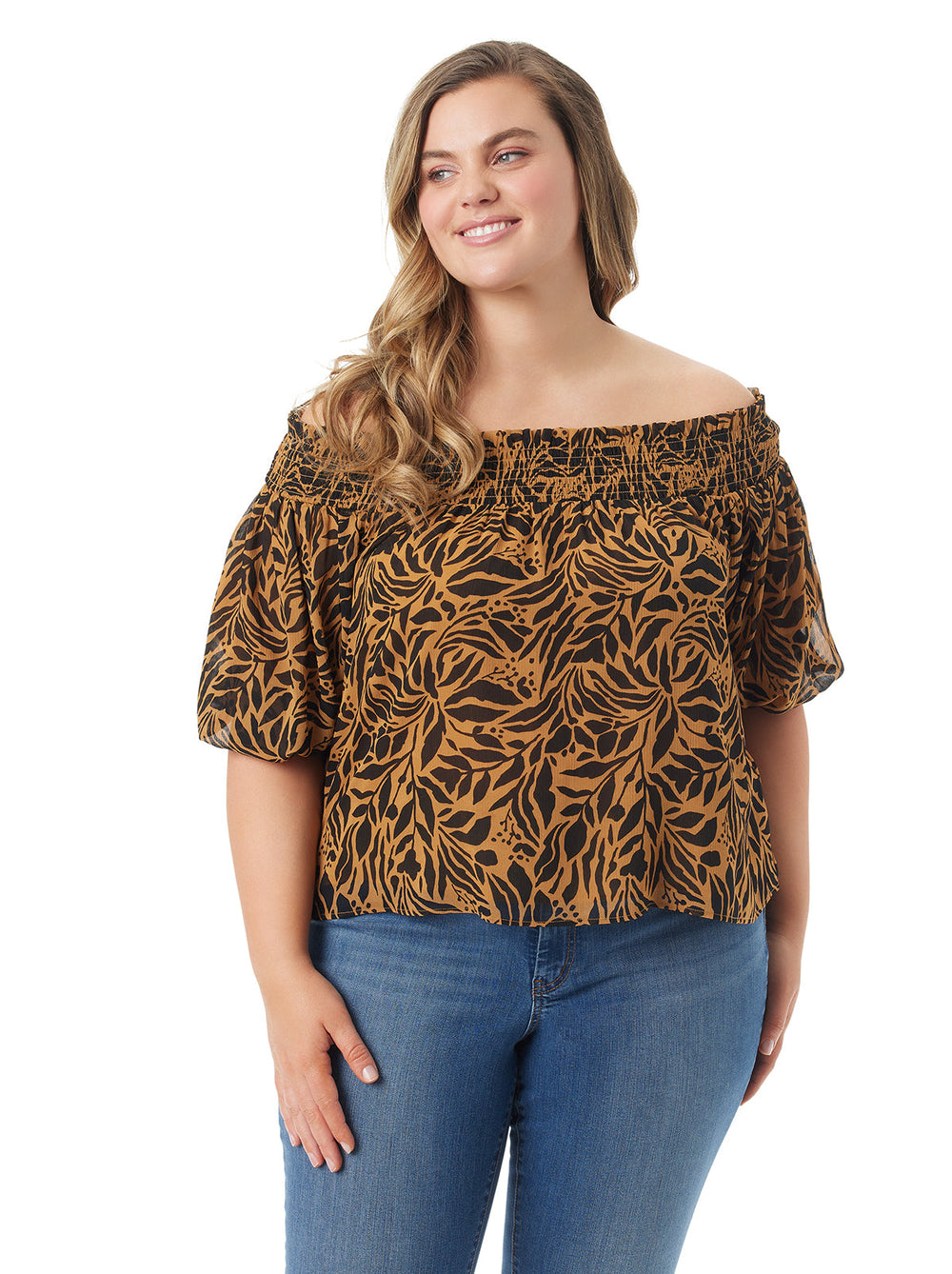 Rosiya Off Shoulder Top - Zebra Floral