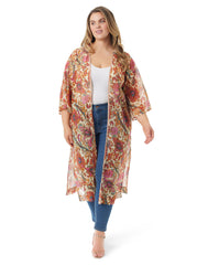 Calie Kimono - Apricot Sherbet Paisley