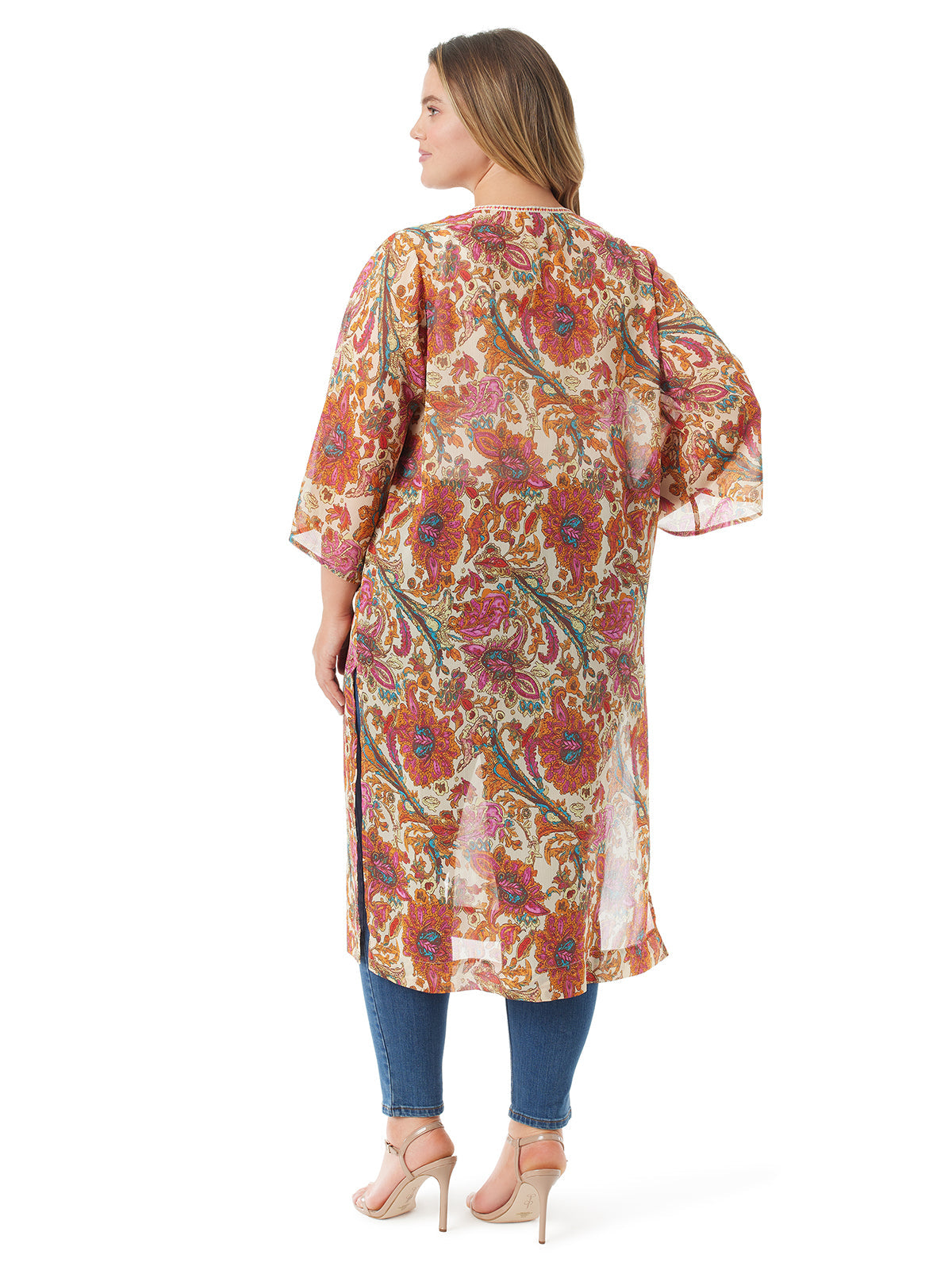 Calie Kimono - Apricot Sherbet Paisley