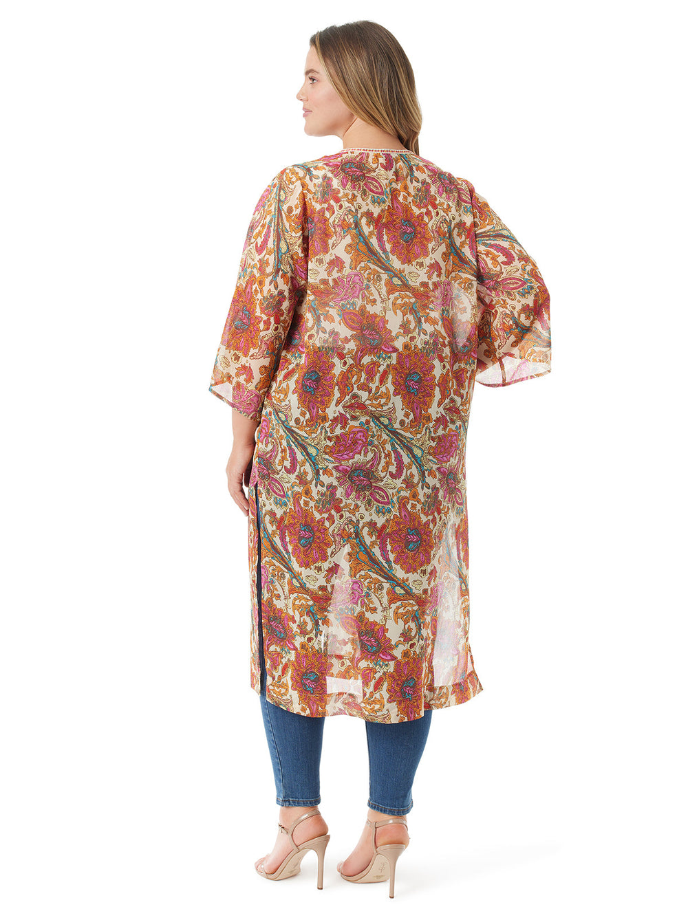 Calie Kimono - Apricot Sherbet Paisley