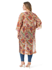 Calie Kimono - Apricot Sherbet Paisley