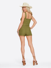Cargo Belted Romper - Pesto