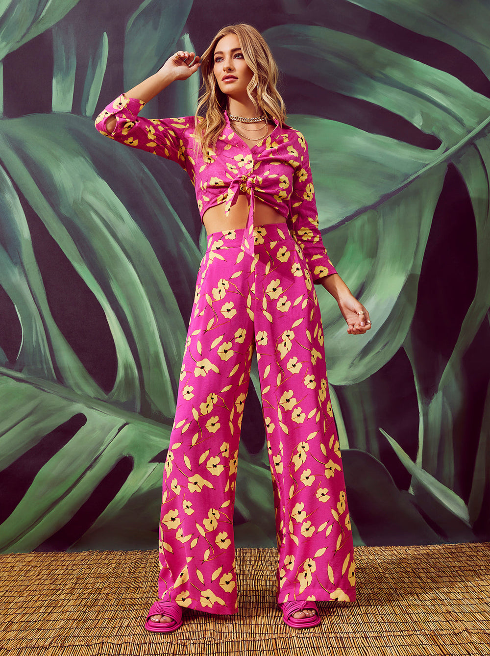 Winnie Wide Leg Pants - Withering Petals