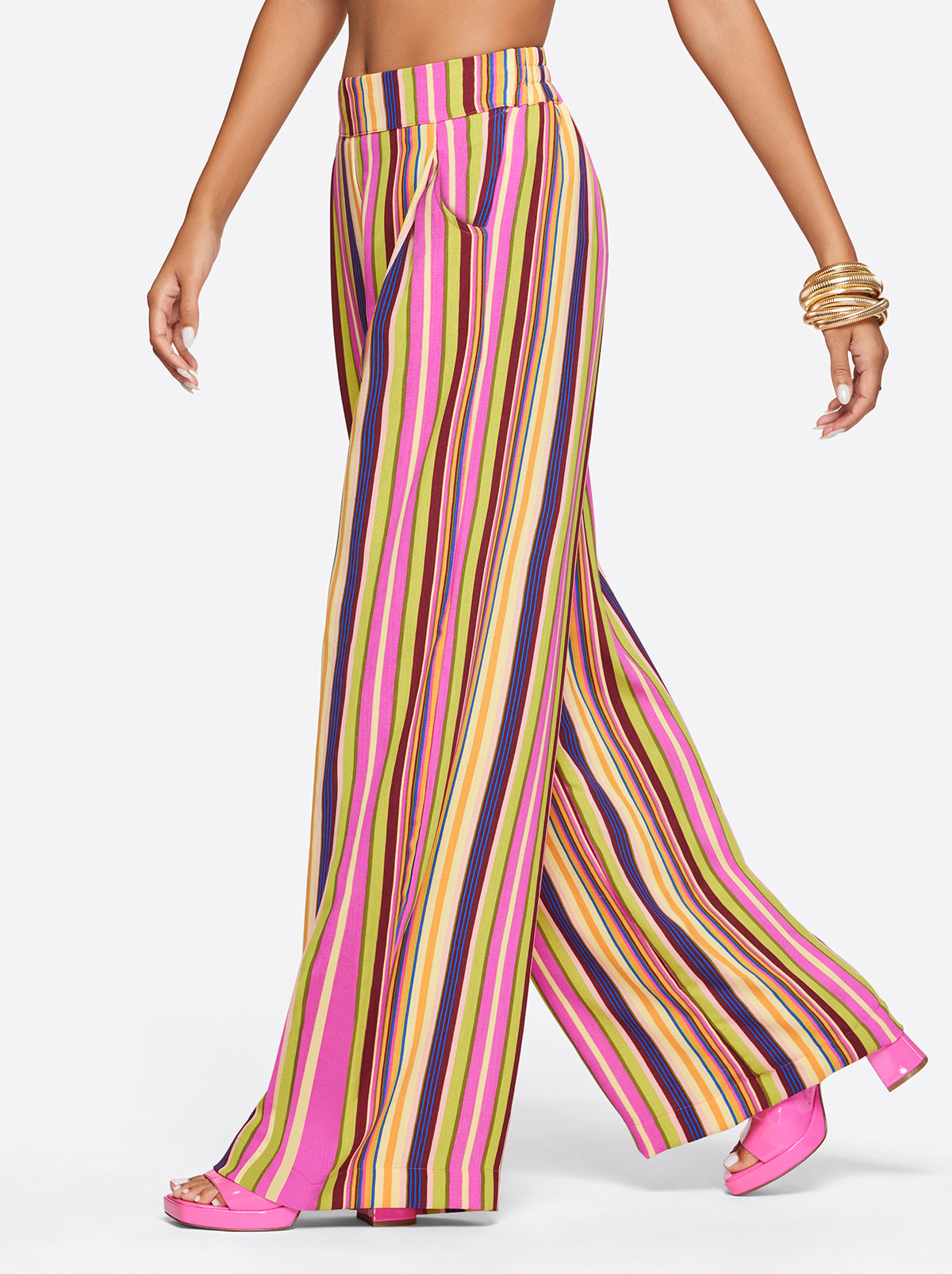 Winnie Wide Leg Pants - Rainbow Stripe