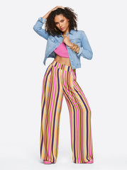 Winnie Wide Leg Pants - Rainbow Stripe