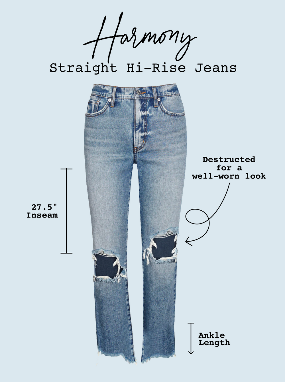 Harmony Straight High Rise Jean - Sunshine