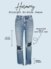 Harmony Straight High Rise Jean - Sunshine