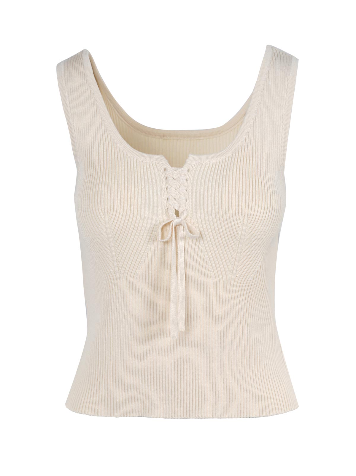 Johanna Lace Up Tank - Parchment