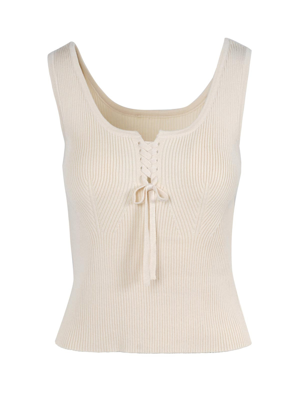 Johanna Lace Up Tank - Parchment