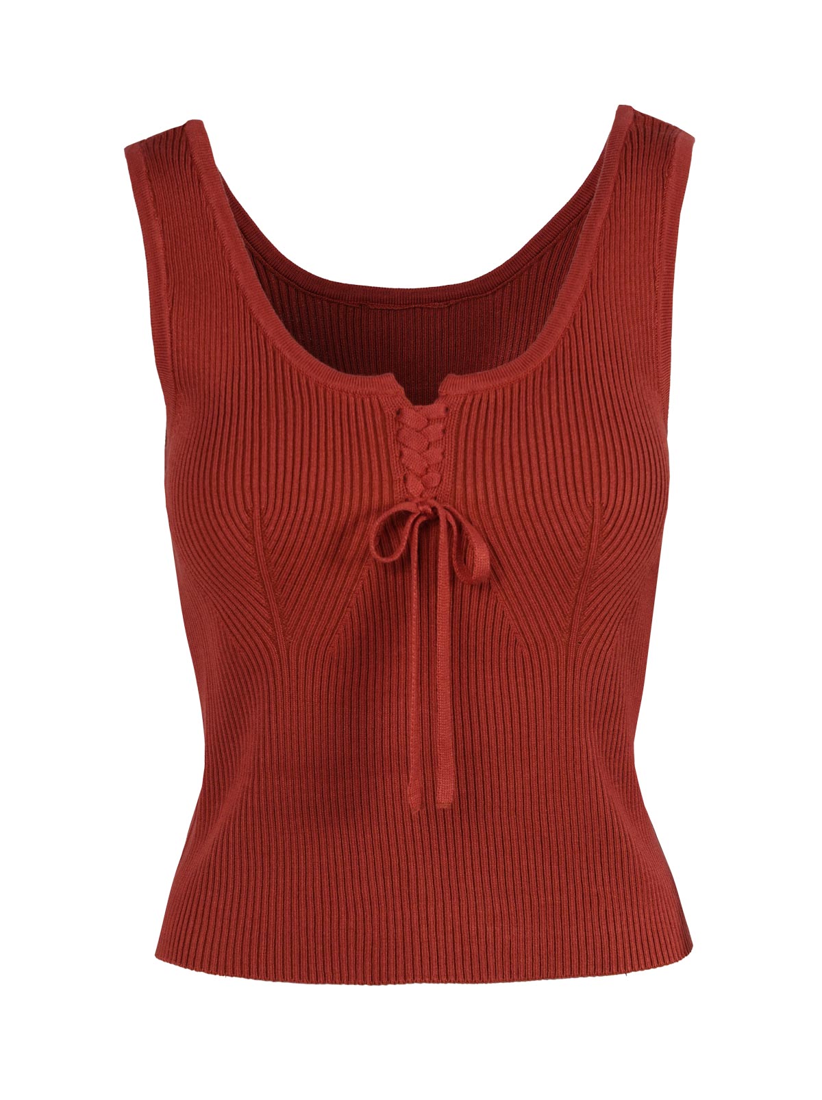 Johanna Lace Up Tank - Chili Oil