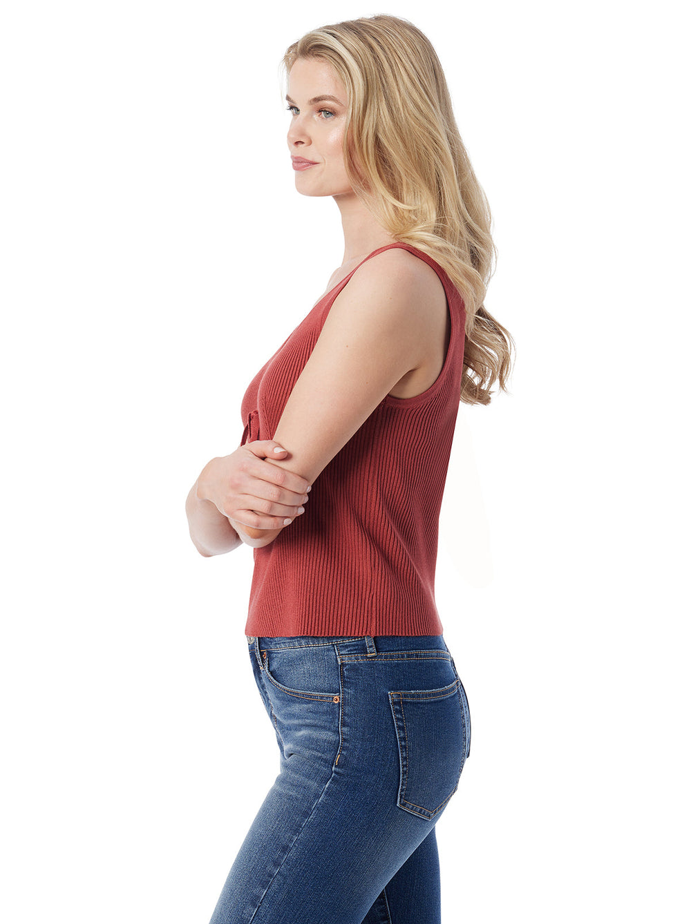 Johanna Lace Up Tank - Chili Oil