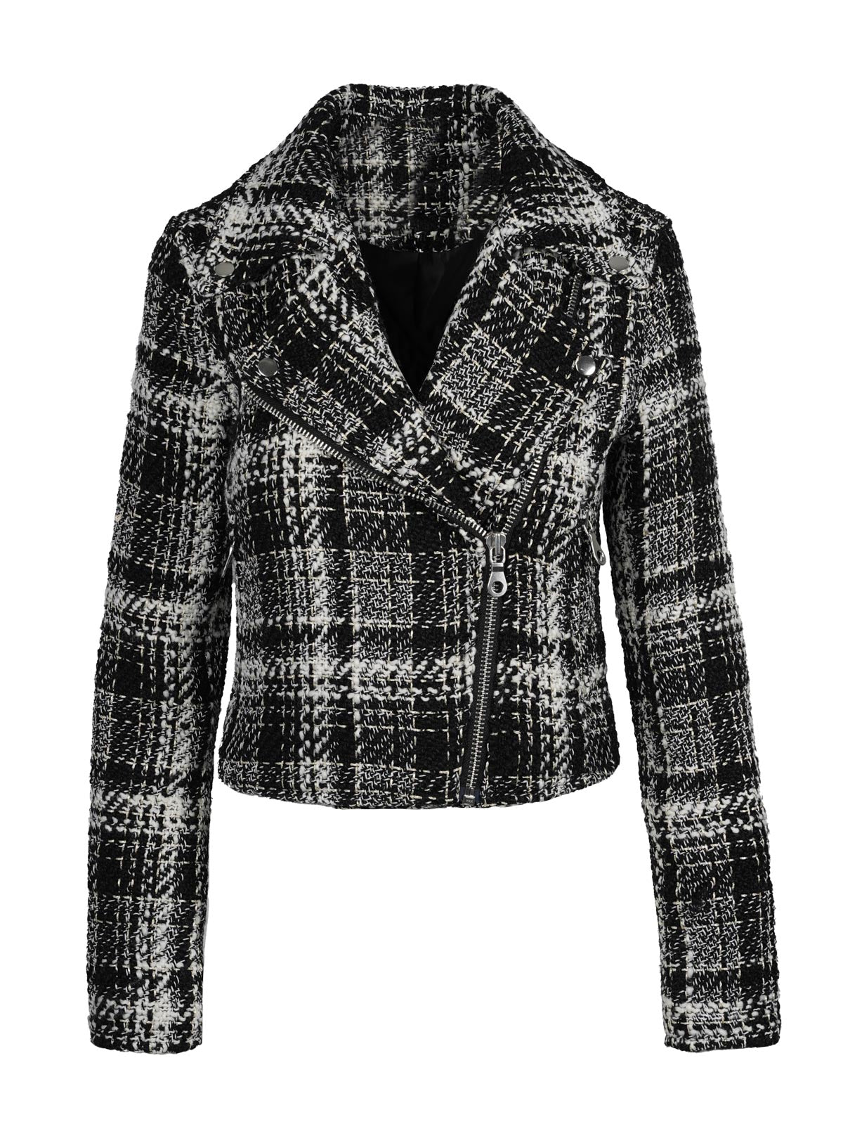 Biker Jacket - Black & White Tweed