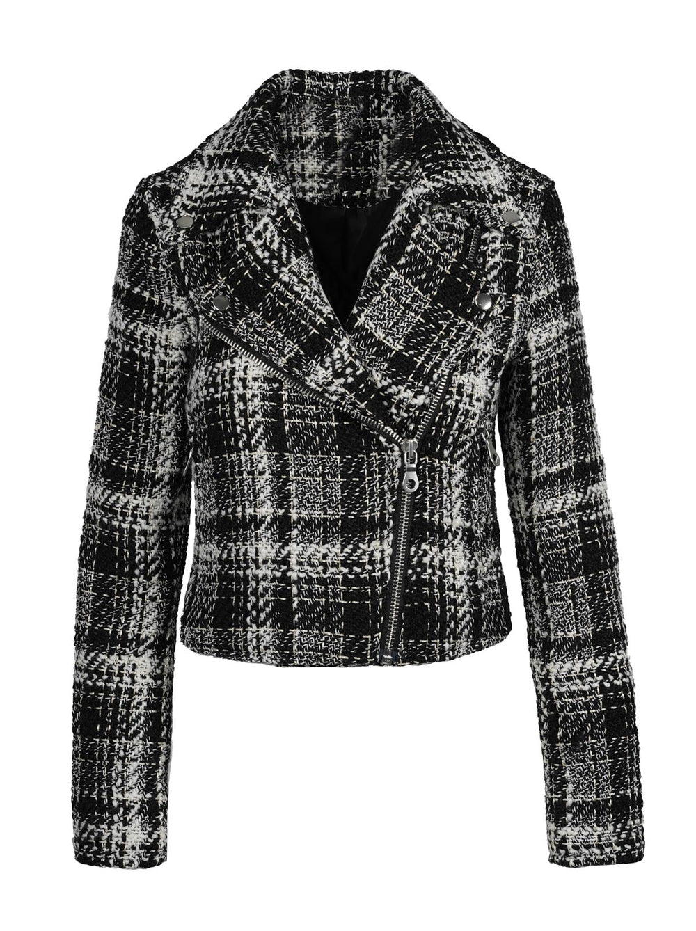 Biker Jacket - Black & White Tweed