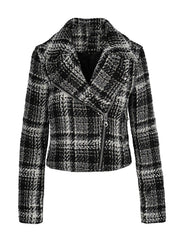 Biker Jacket - Black & White Tweed