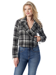 Biker Jacket - Black & White Tweed