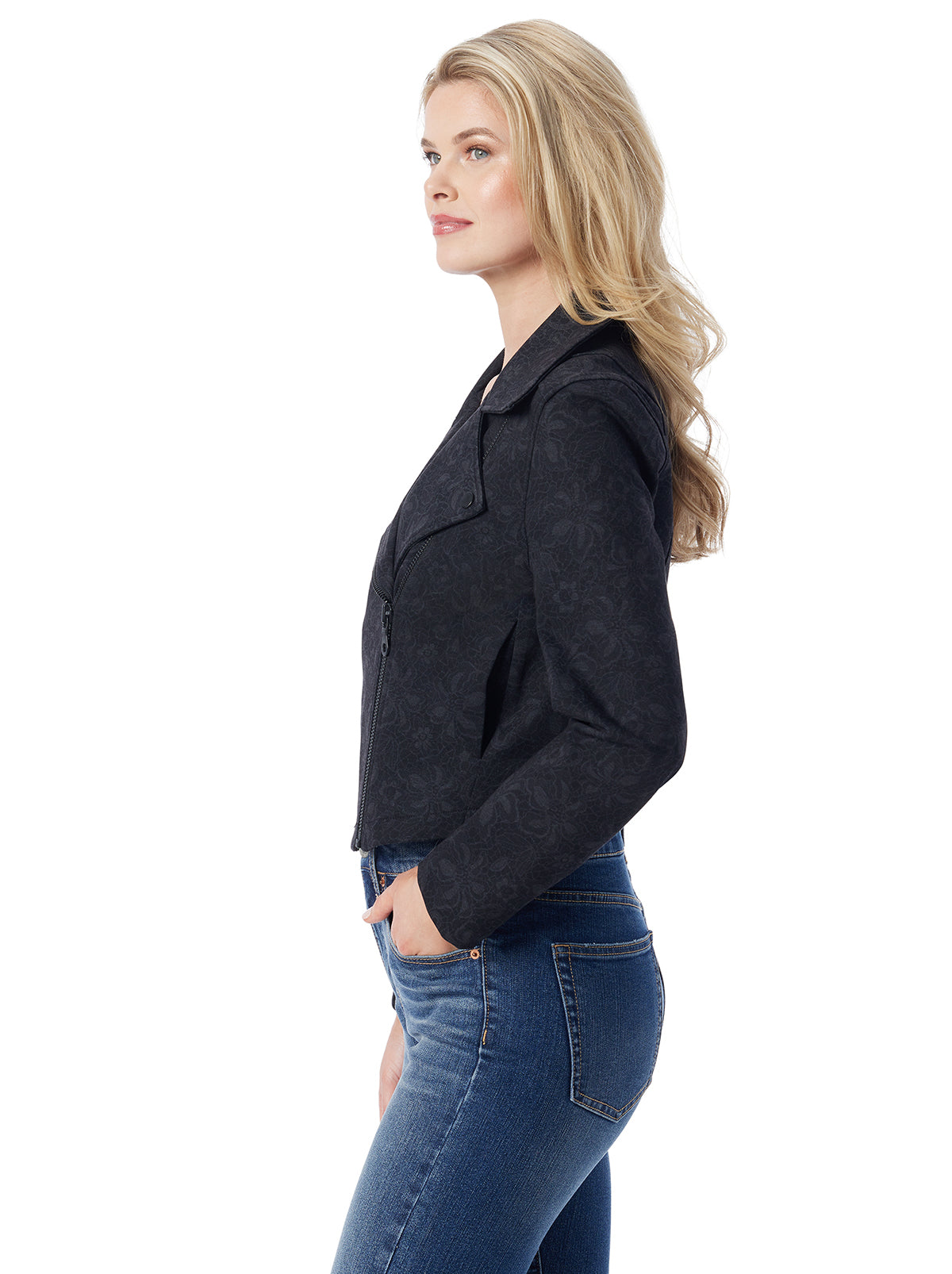 Biker Jacket - Black Laced Floral