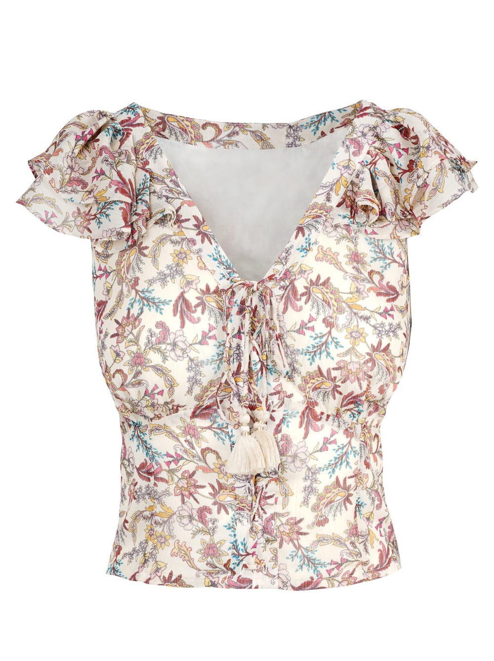 Dixie Cropped Blouse - Cartoon Florals