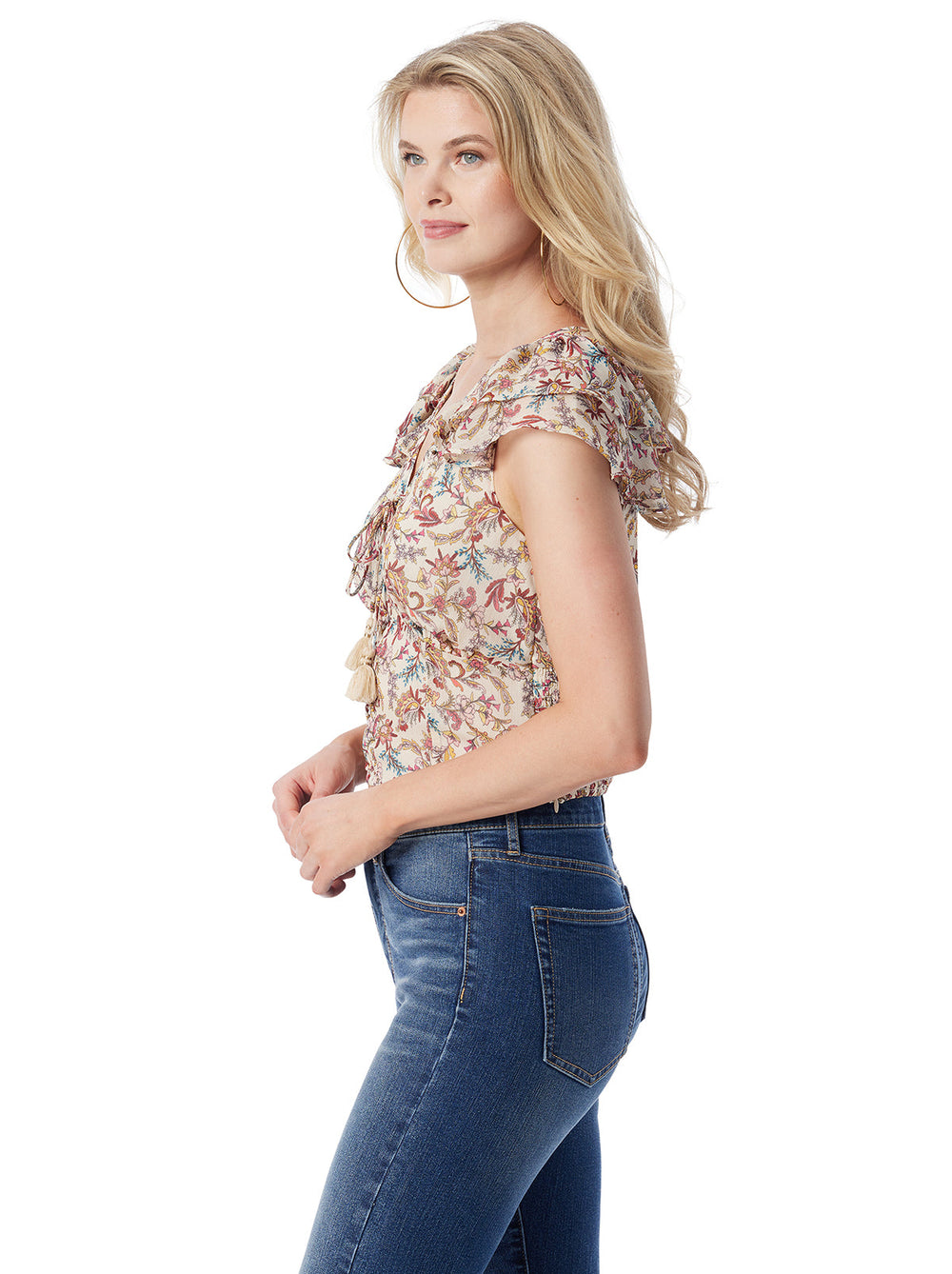 Dixie Cropped Blouse - Cartoon Florals