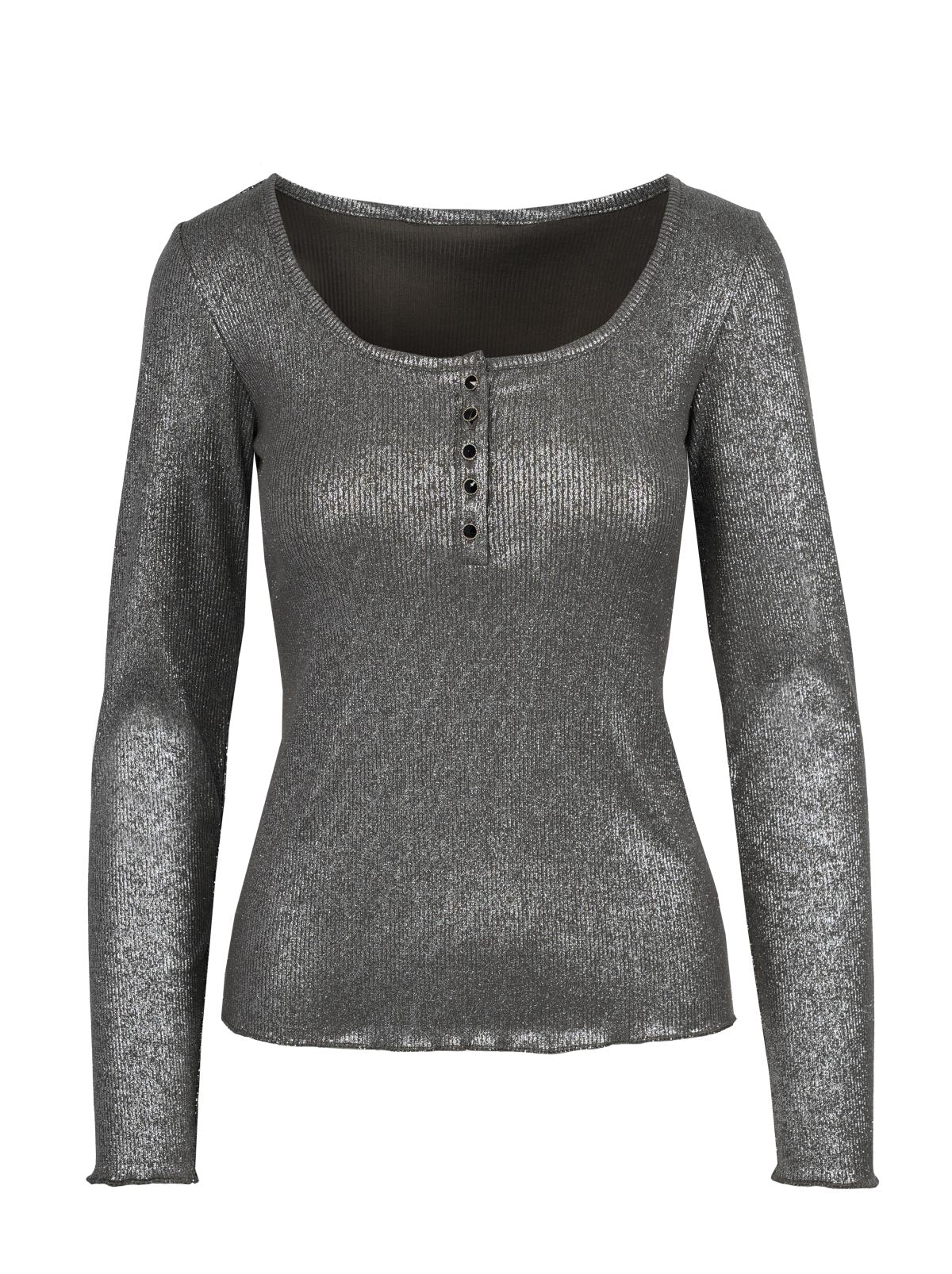 Tahani Henley Top - Silver Grey