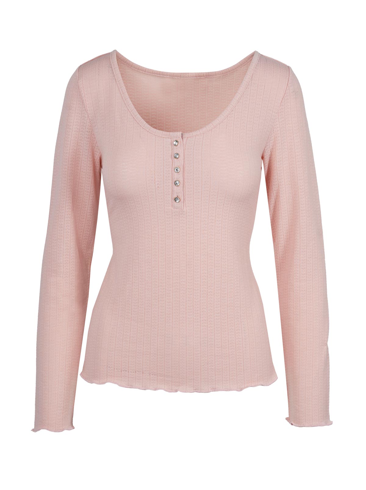 Tahani Henley Top - Silver Pink